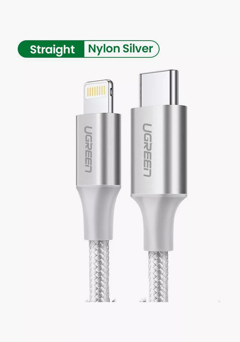 UGREEN CABLE BRAIDED DAN RUBBER C TO LIGHTNING 1M