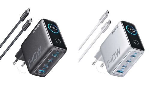 Anker Smart Digital Touch Display 140W GaN Charger Foldable Fast Charging 4 Ports with Type C Cable